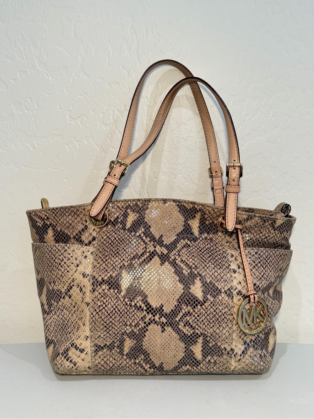 Michael Kors Jet Set Medium Python-Embossed Leather Tote Bag